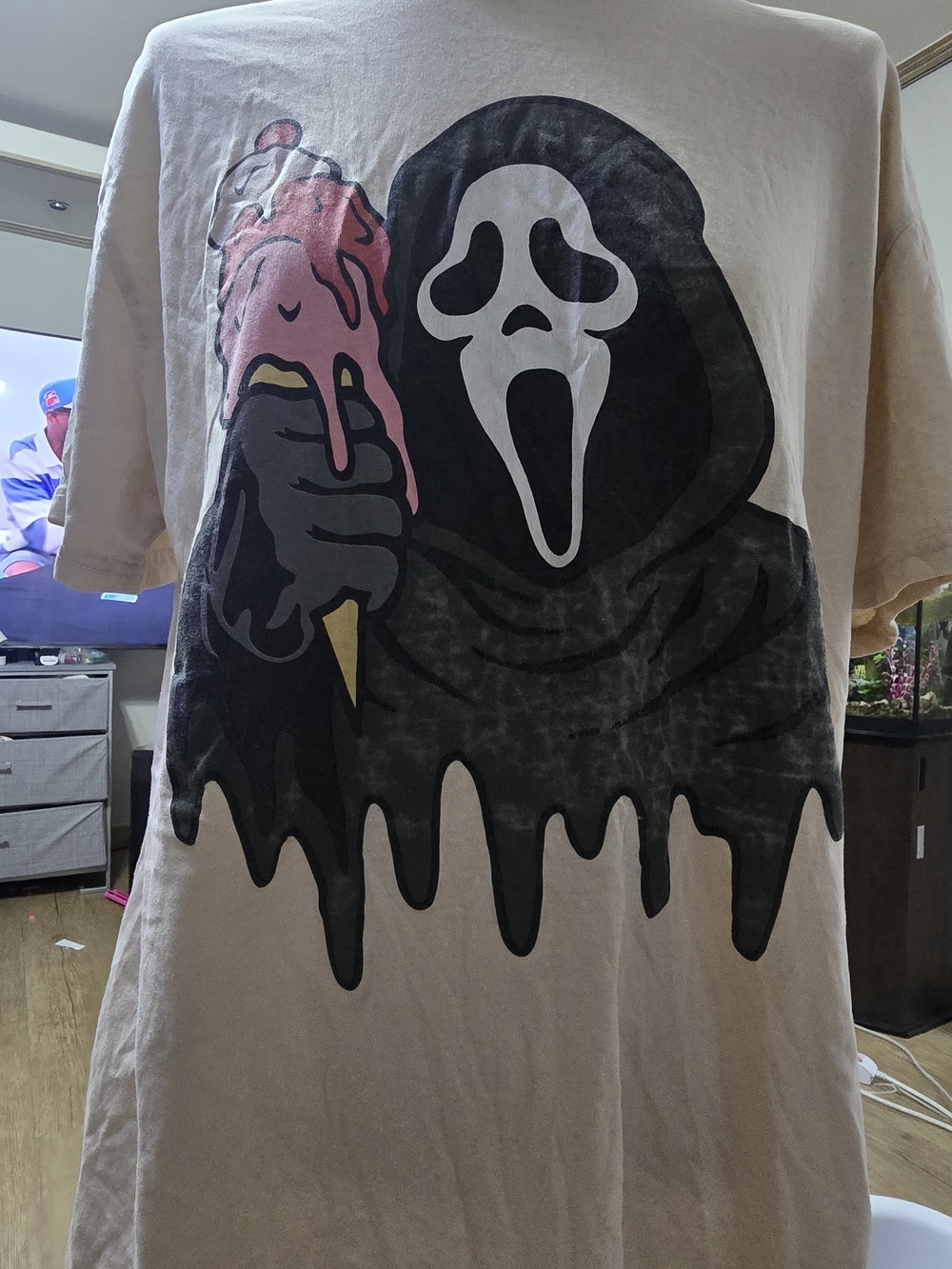 Graphic Short Sleeve Tee - Ghost Face Ice Cream - Beige